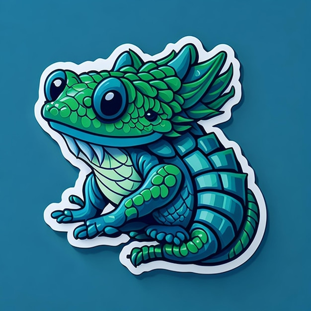 Photo cut sticker design with crocodile theme ai generated