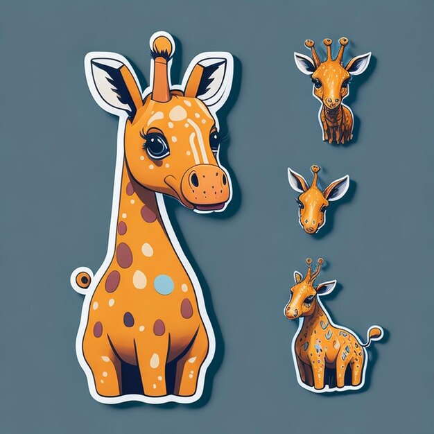 Photo cut sticker design with giraffe theme ai generated