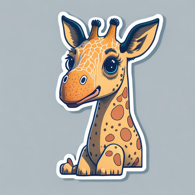 Photo cut sticker design with giraffe theme ai generated