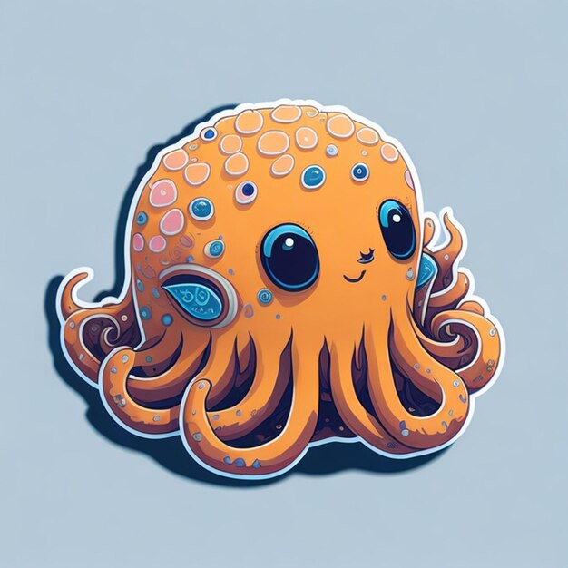 Cut sticker design with octopus theme AI generated