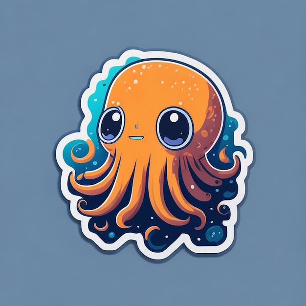 Photo cut sticker design with octopus theme ai generated