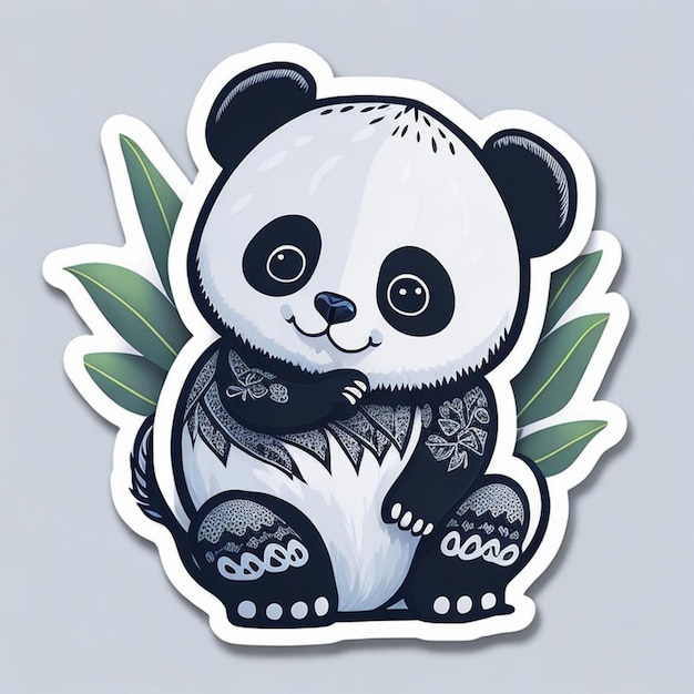 cut sticker design with panda theme AI generated