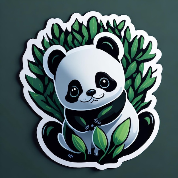 Photo cut sticker design with panda theme ai generated