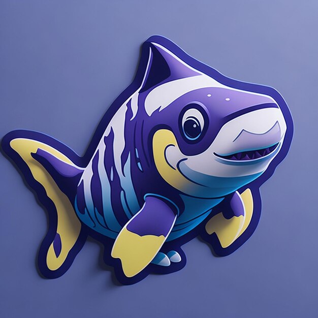 Cut sticker design with shark theme ai generated