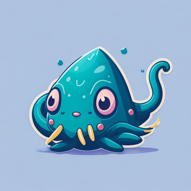 Cut sticker design with squid theme AI generated