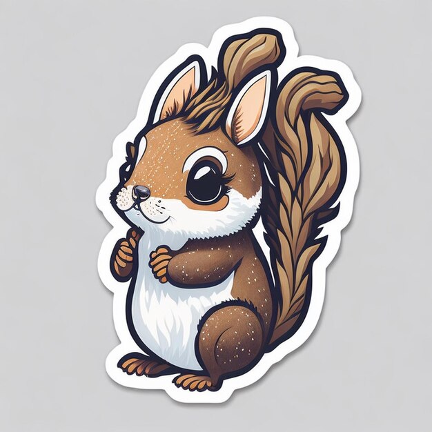Photo cut sticker design with squirrel theme ai generated