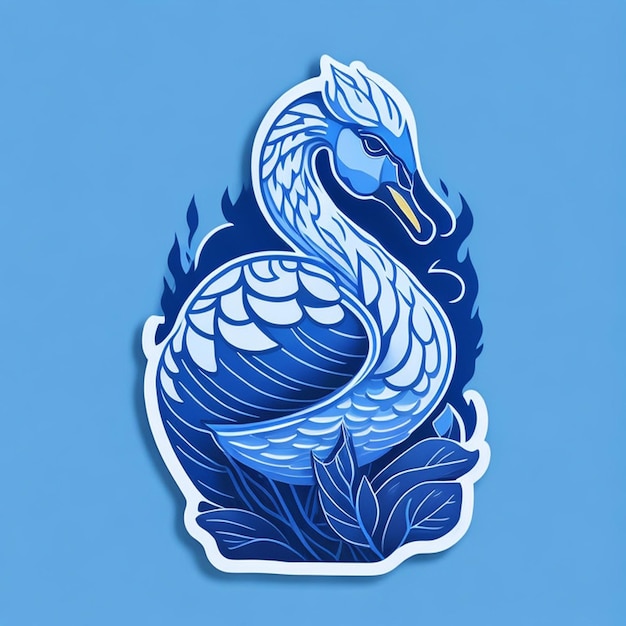 Cut sticker design with swan theme AI generated