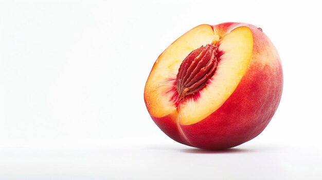 Cut sweet peach on white background Generative AI