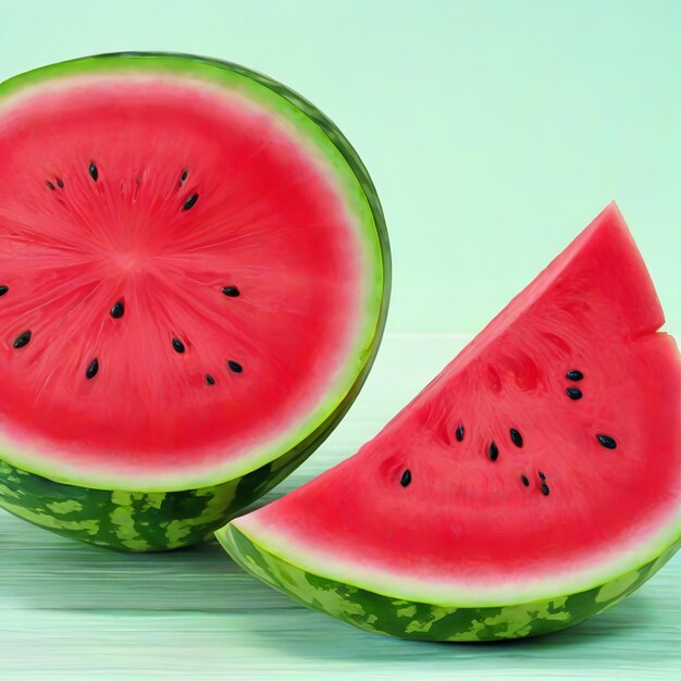 Cut watermelon and beautiful fruit ai generated