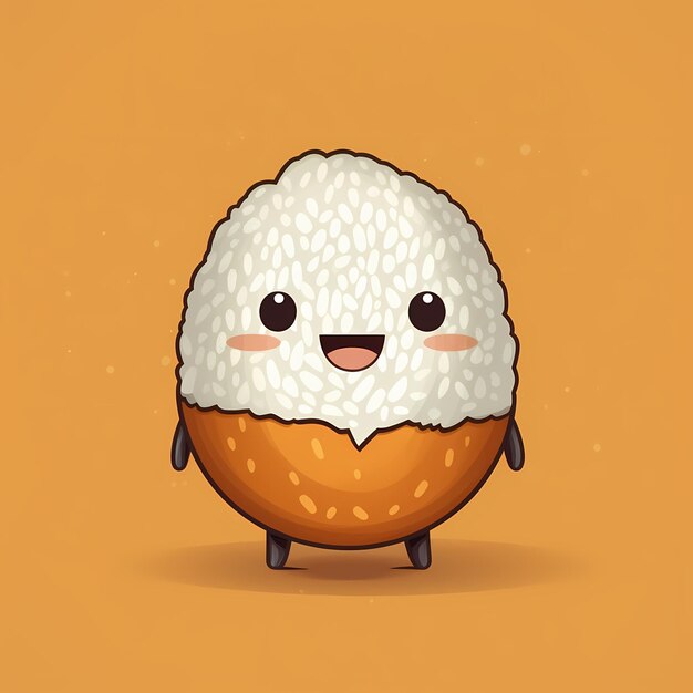 a cute 2d cartoon character of a rice grain