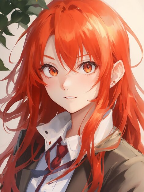 a cute 2d red hair girl