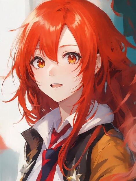 a cute 2d red hair girl