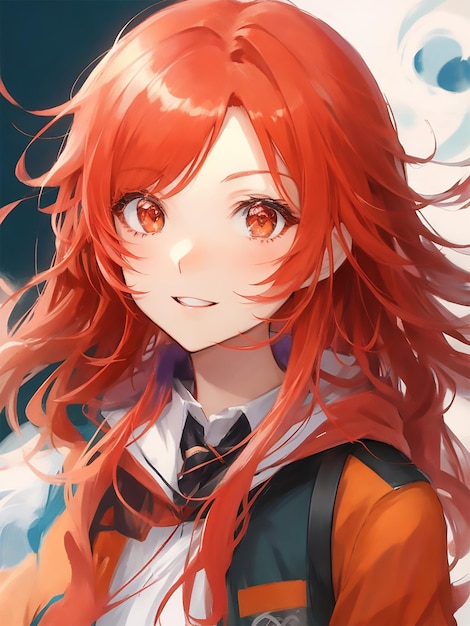 a cute 2d red hair girl