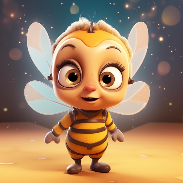 cute 3d beautiful bee character