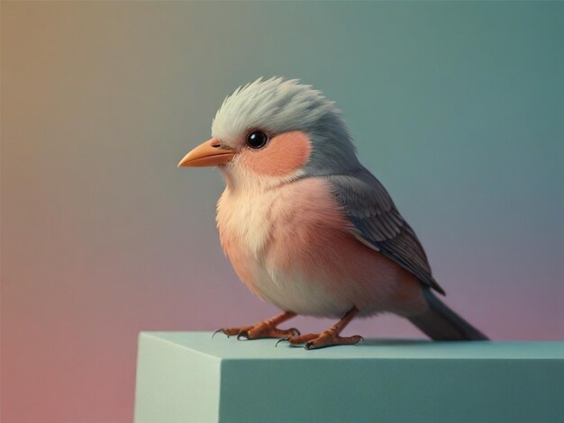파스텔색 배경에 귀여운 3D 새