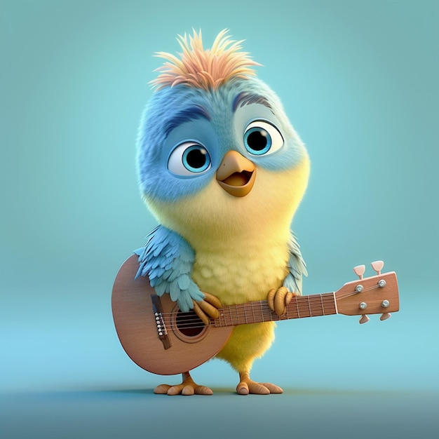 Cute 3D bird on a pastel background