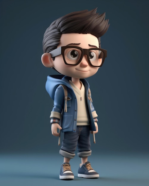 Cute 3d boy with clothes and sunglasses 3d render