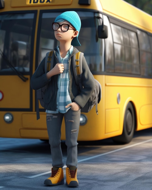 Cute 3d boy with clothes and sunglasses 3d render