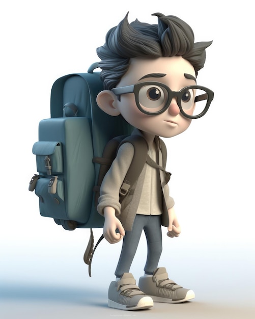 Cute 3d boy with clothes and sunglasses 3d render