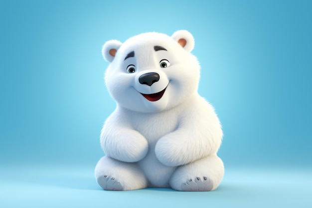 Cute 3D Cartoon of an Adorable Polar Bear Character