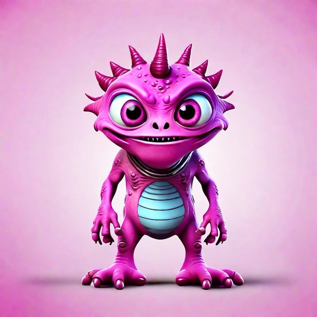 A cute 3d cartoon alien character isolated on color background