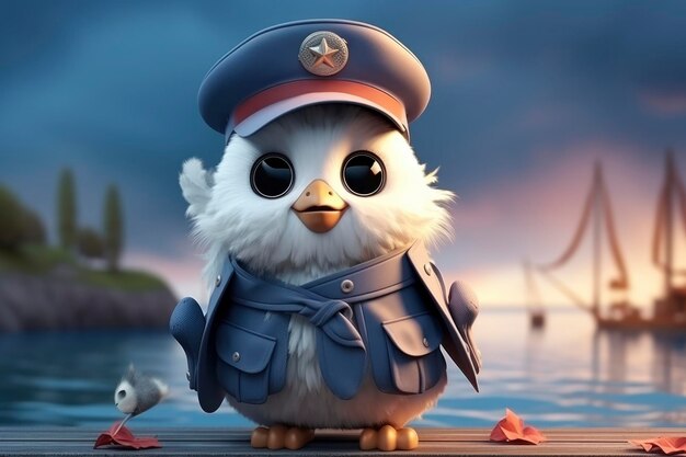 Photo cute 3d cartoon of bird