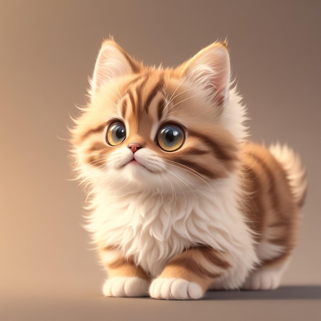 милая коричневая кошка из мультфильма 3D