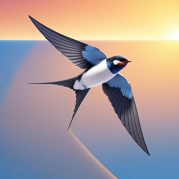 cute 3D cartoon character of swallow