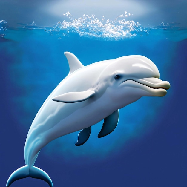 Cute 3D Cartoon dolphin character Generative AI