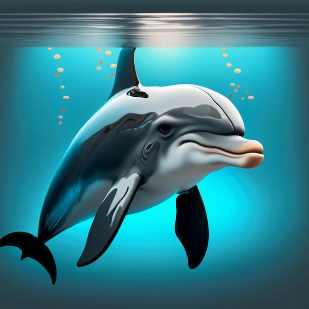 Cute 3D Cartoon dolphin character Generative AI