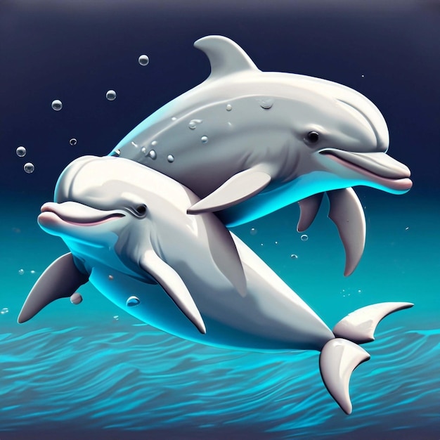 Cute 3D Cartoon dolphin character Generative AI