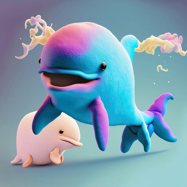 Cute 3D Cartoon dolphin character