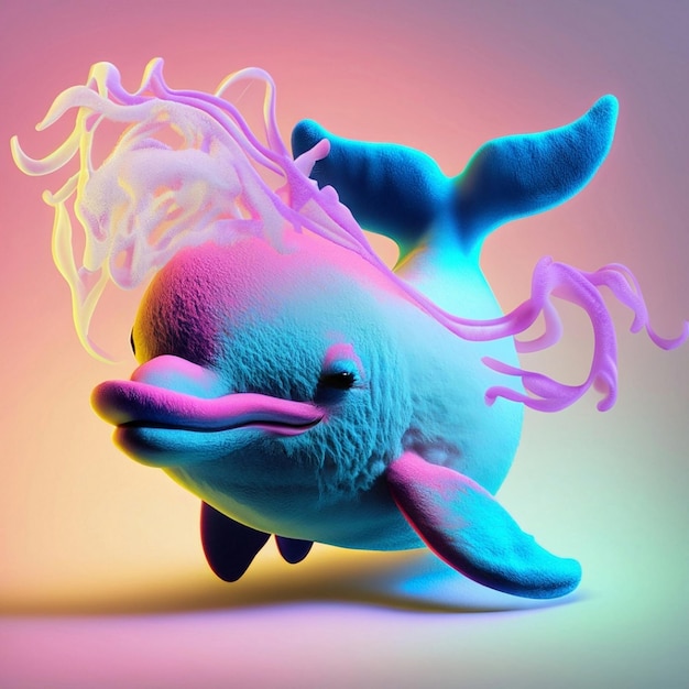 Cute 3D Cartoon dolphin character