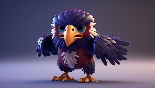 Cute 3D Cartoon eagle character generative ai