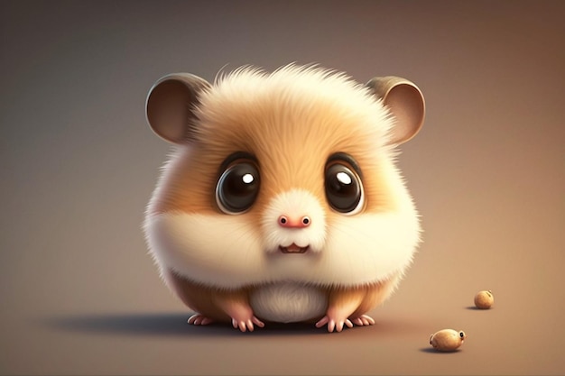 Cute 3D Cartoon Hamster Generative Ai