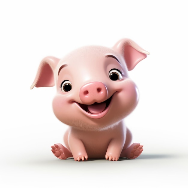 Cute 3d Cartoon Pig Illustration In Pixar Style