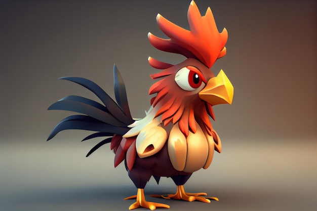 Cute 3d Cartoon Rooster Character