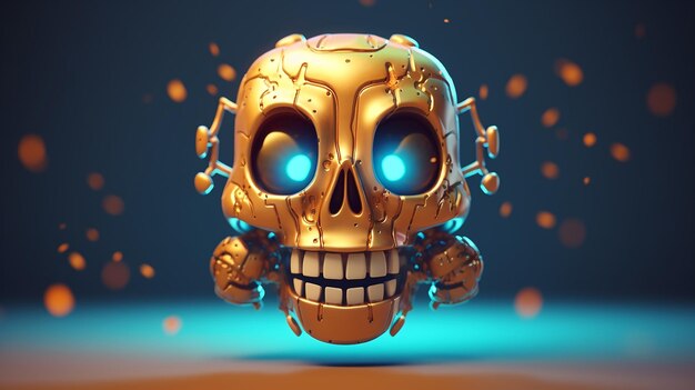 cute 3d cartoon of skull character AI generative