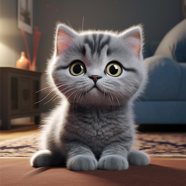 Photo cute 3d cat