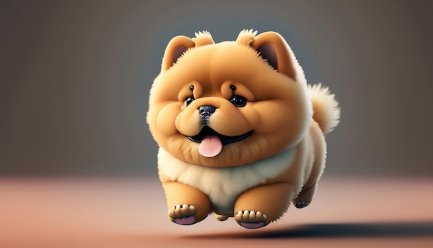 귀여운 3D 캐릭터의 작은 Chow Chow 개