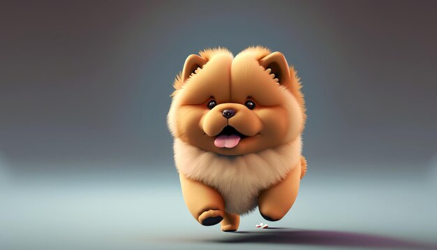 귀여운 3D 캐릭터의 작은 Chow Chow 개