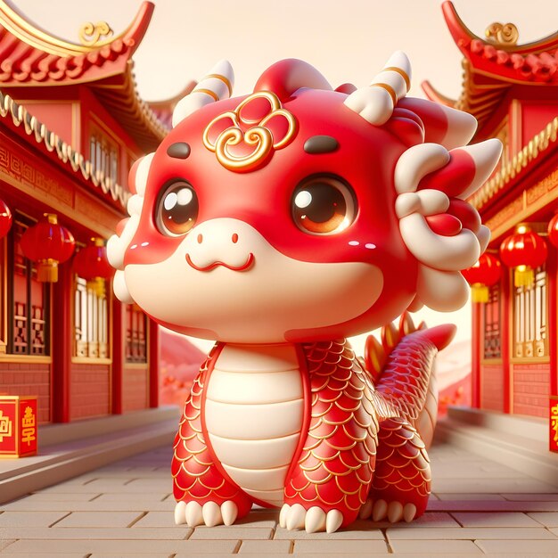 Cute 3D Chinese Dragon