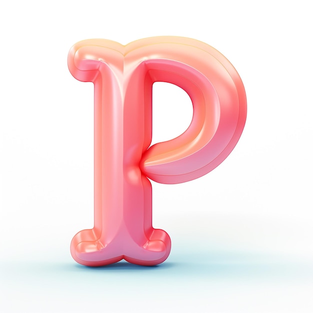 색 배경에 P 글자의 귀여운 3D 디자인