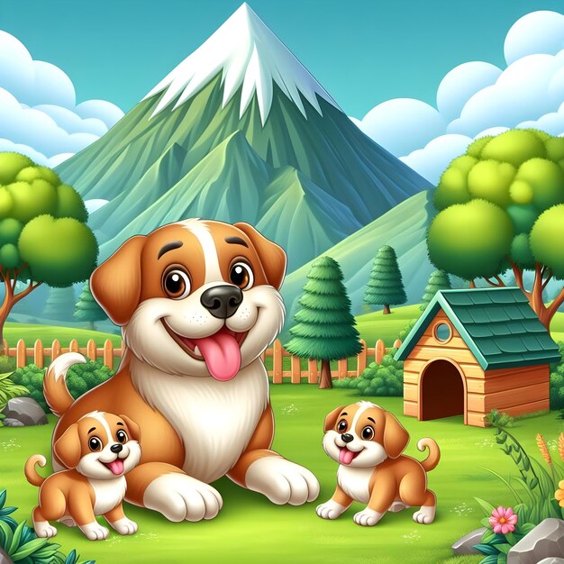 Foto cuccio cane 3d sfondo colorato sfondo cane