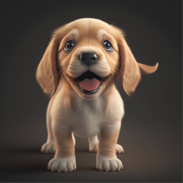 Photo cute 3d dog n puppy