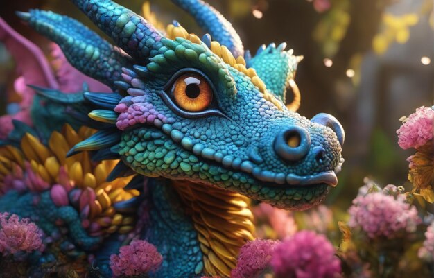 Premium Photo | Cute 3d dragon with colorful design