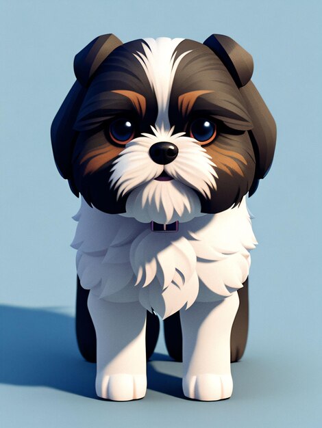 Cute 3d figure of a dog of the shihtzu breed