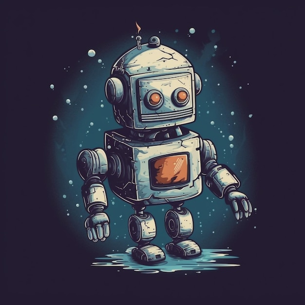 귀여운 3d 부동 로봇 초현실적인 티셔츠 벡터