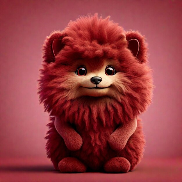 A cute 3d fluffy cartoon character isolated on color background