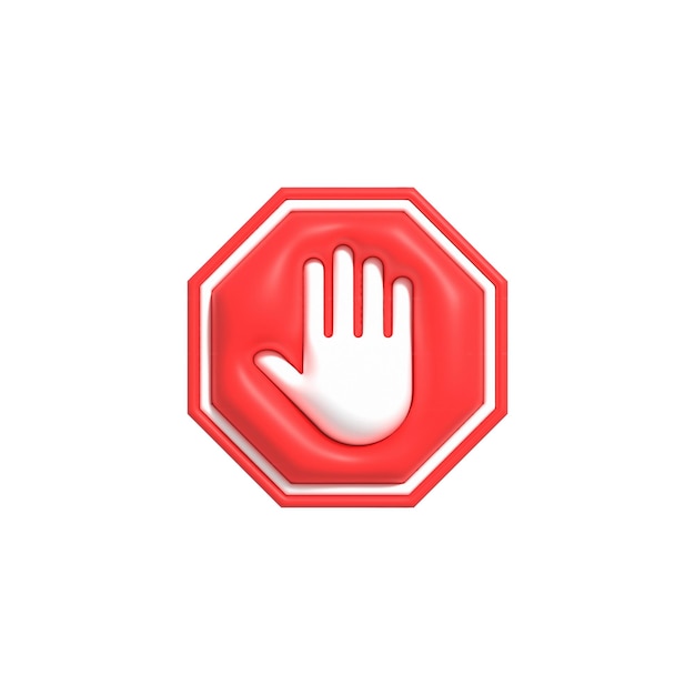 Photo cute 3d forbidden icon negative stop sign symbol no entry sign 3 rendering